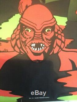 Vtg Blacklight Poster Frankenstein Wolfman Dracula Creature Universal Monsters