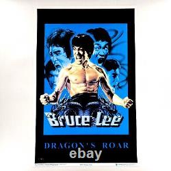 Vtg Bruce Lee Dragon's Roar #1821 Black Light Flocked Velvet Poster Scorpio