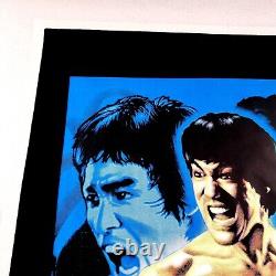 Vtg Bruce Lee Dragon's Roar #1821 Black Light Flocked Velvet Poster Scorpio