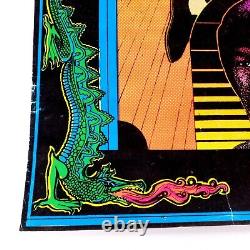 Vtg Bruce Lee Kung Fu Black Light Flocked Velvet Poster Dragons 1974 Pro Arts