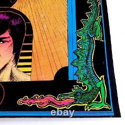 Vtg Bruce Lee Kung Fu Black Light Flocked Velvet Poster Dragons 1974 Pro Arts