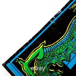 Vtg Bruce Lee Kung Fu Black Light Flocked Velvet Poster Dragons 1974 Pro Arts