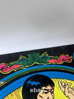 Vtg Bruce Lee Kung Fu Black Light Flocked Velvet Poster Dragons 1974 Pro Arts