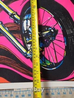 Vtg DEMON CHOPPER Alien Blacklight Poster Felt Bill Hoorman