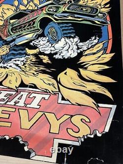 Vtg FORDS EAT CHEVYS Blacklight Poster 70's Western Graphics Eugene Oregon RARE