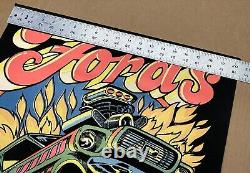 Vtg FORDS EAT CHEVYS Blacklight Poster 70's Western Graphics Eugene Oregon RARE