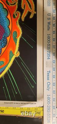 Vtg Fire Breathing Dragon Blacklight Poster Hippie Headshop Original 1972