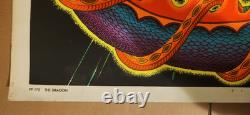 Vtg Fire Breathing Dragon Blacklight Poster Hippie Headshop Original 1972