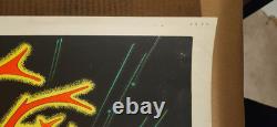 Vtg Fire Breathing Dragon Blacklight Poster Hippie Headshop Original 1972