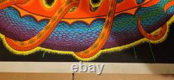 Vtg Fire Breathing Dragon Blacklight Poster Hippie Headshop Original 1972