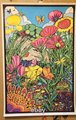 Vtg Garden Gem 1968 Robert McClay Artist Blacklight Hippie Wespac San Francisco