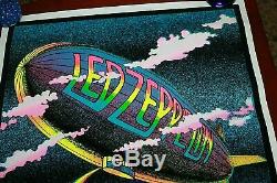 Vtg Led Zeppelin Stairway To Heaven Black Light Poster Velvet Flocked 35 X 23