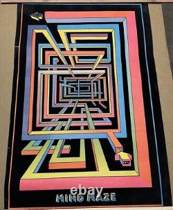Vtg MIND MAZE Blacklight Poster 70's Western Graphics Eugene Oregon RARE DESIGN