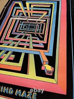Vtg MIND MAZE Blacklight Poster 70's Western Graphics Eugene Oregon RARE DESIGN