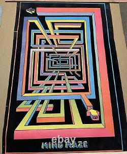 Vtg MIND MAZE Blacklight Poster 70's Western Graphics Eugene Oregon RARE DESIGN