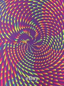 Vtg Original 1960s Hypno Mandala Magic Circle Black Light Poster Psychedelic