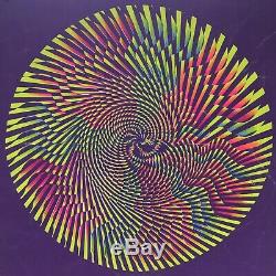 Vtg Original 1960s Hypno Mandala Magic Circle Black Light Poster Psychedelic J1A
