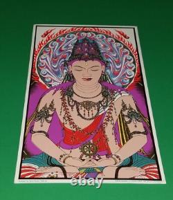 Vtg Original 68' Buddah Amitabha Sirkia Silkscreen Poster Psychedelic Blacklight
