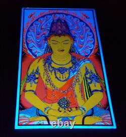 Vtg Original 68' Buddah Amitabha Sirkia Silkscreen Poster Psychedelic Blacklight