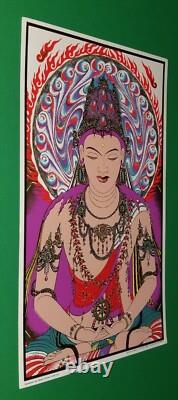 Vtg Original 68' Buddah Amitabha Sirkia Silkscreen Poster Psychedelic Blacklight