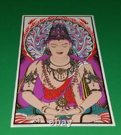 Vtg Original 68' Buddah Amitabha Sirkia Silkscreen Poster Psychedelic Blacklight