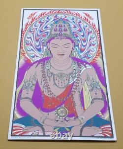 Vtg Original 68' Buddah Amitabha Sirkia Silkscreen Poster Psychedelic Blacklight