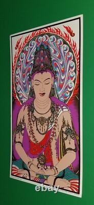 Vtg Original 68' Buddah Amitabha Sirkia Silkscreen Poster Psychedelic Blacklight