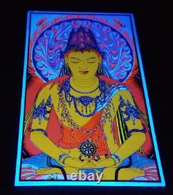 Vtg Original 68' Buddah Amitabha Sirkia Silkscreen Poster Psychedelic Blacklight