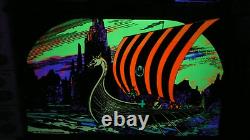 Vtg Pro Arts Black light 32 x 20 Poster Viking Ship (SHOWN UNDER BLACK LIGHT)