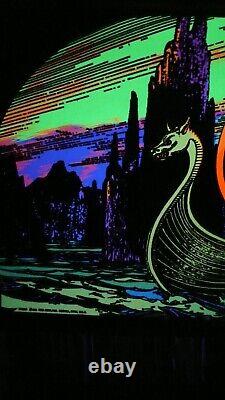 Vtg Pro Arts Black light 32 x 20 Poster Viking Ship (SHOWN UNDER BLACK LIGHT)