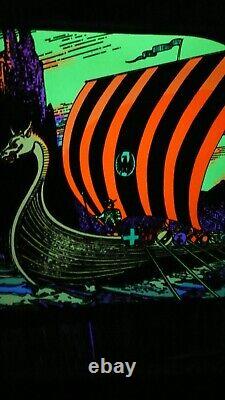 Vtg Pro Arts Black light 32 x 20 Poster Viking Ship (SHOWN UNDER BLACK LIGHT)