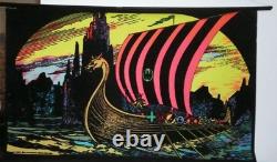 Vtg Pro Arts Black light 32 x 20 Poster Viking Ship (SHOWN UNDER BLACK LIGHT)