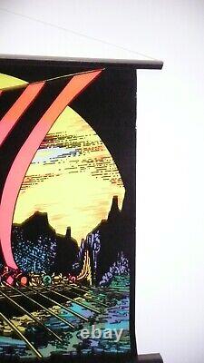 Vtg Pro Arts Black light 32 x 20 Poster Viking Ship (SHOWN UNDER BLACK LIGHT)