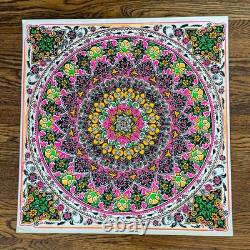 Vtg Psychedelic Mandala Blacklight Poster Neon Floral Boho Op Art Hippie Decor
