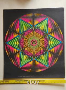 Vtg STAR MANDALA 1968 Black Light Poster Psychedelic Bright Colorful S. F. Wespac