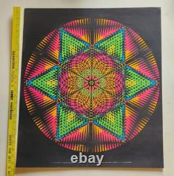 Vtg STAR MANDALA 1968 Black Light Poster Psychedelic Bright Colorful S. F. Wespac