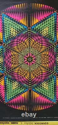 Vtg STAR MANDALA 1968 Black Light Poster Psychedelic Bright Colorful S. F. Wespac