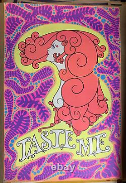 W191 TASTE ME VINTAGE 1969 HEADSHOP BLACKLIGHT WESPAC POSTER By Rick Dempsey
