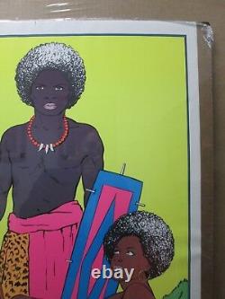 WARRIOR & woman Black Light Poster 1972 Vintage In#G3525