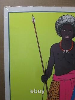 WARRIOR & woman Black Light Poster 1972 Vintage In#G3525