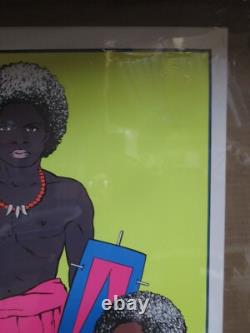 WARRIOR & woman Black Light Poster 1972 Vintage In#G7583
