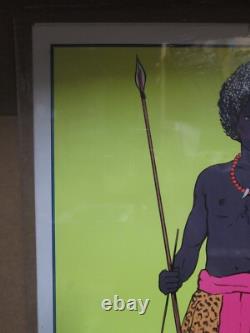 WARRIOR & woman Black Light Poster 1972 Vintage In#G7583