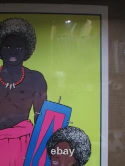 WARRIOR & woman Black Light Poster 1972 Vintage In#G7584