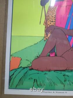 WARRIOR & woman Black Light Poster 1972 Vintage In#G7584