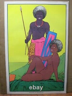 WARRIOR & woman II Black Light Poster 1972 Vintage In#G6065