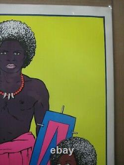 WARRIOR & woman II Black Light Poster 1972 Vintage In#G6065