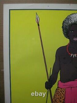 WARRIOR & woman II Black Light Poster 1972 Vintage In#G6065