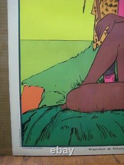 WARRIOR & woman II Black Light Poster 1972 Vintage In#G6065