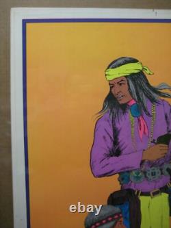 WARRIOR & woman I Black Light Poster 1971 Vintage Indian In#G6179