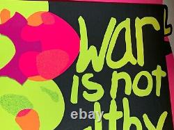 WAR IS NOT HEALTHY 1970 VINTAGE BLACKLIGHT ROYAL SCREEN POSTER By Don Morgan